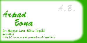 arpad bona business card