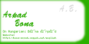 arpad bona business card